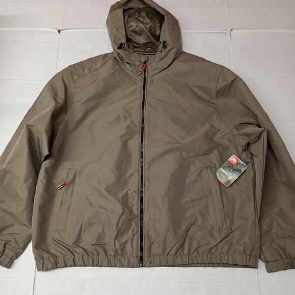 NWT Ozark Trail Windbreaker Jacket Men's XL Taupe Falls Zip Pockets Hooded - Picture 1 of 10
